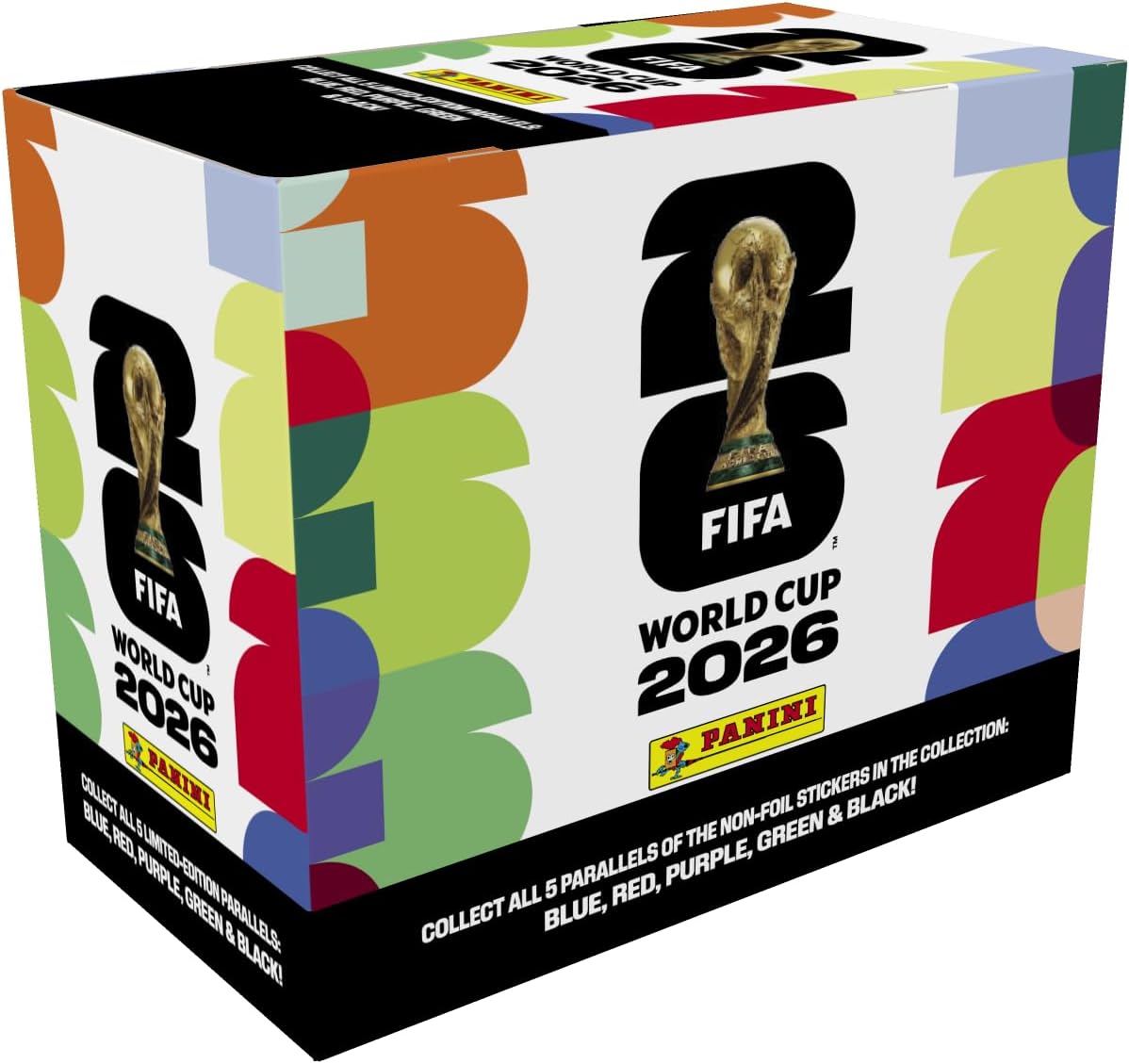 Panini 2026 FIFA World Cup Official Sticker Box - Amazon Exclusive Limited Parallel Inserts Edition - 25 Booster Packs (125+ Total Stickers) - Soccer Memorabilia Collectibles