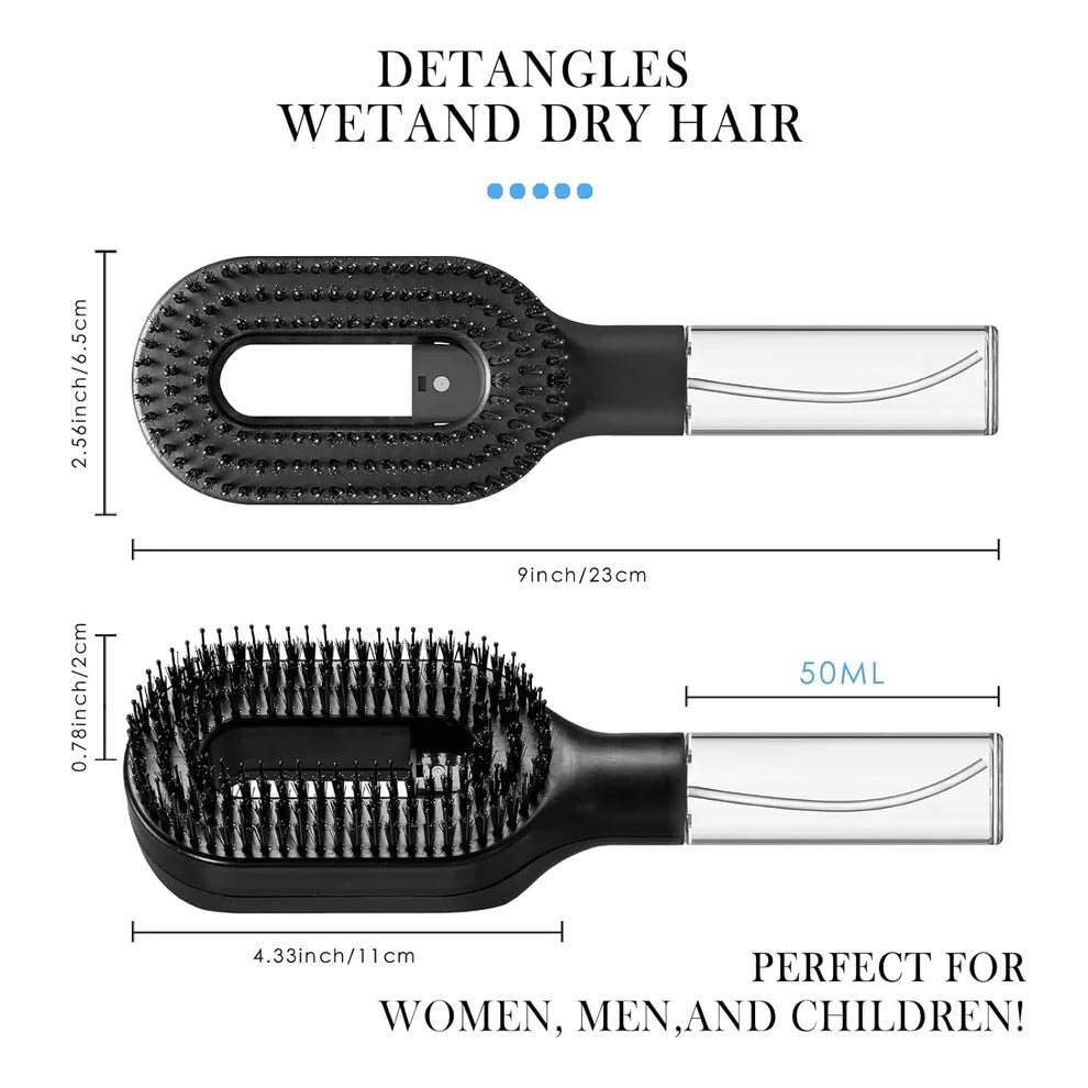 2-in-1 Detangler Hair Brush with Built-In Mist Sprayer